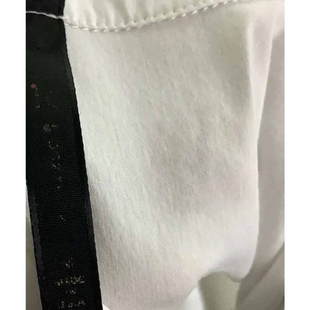 IC By Connie K Sz M Pleated Trim Button Blouse White Cotton Spandex Collared - Picture 5 of 6